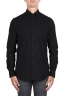 SBU 05785_AW Chemise unie en flanelle noire de coton doux 01