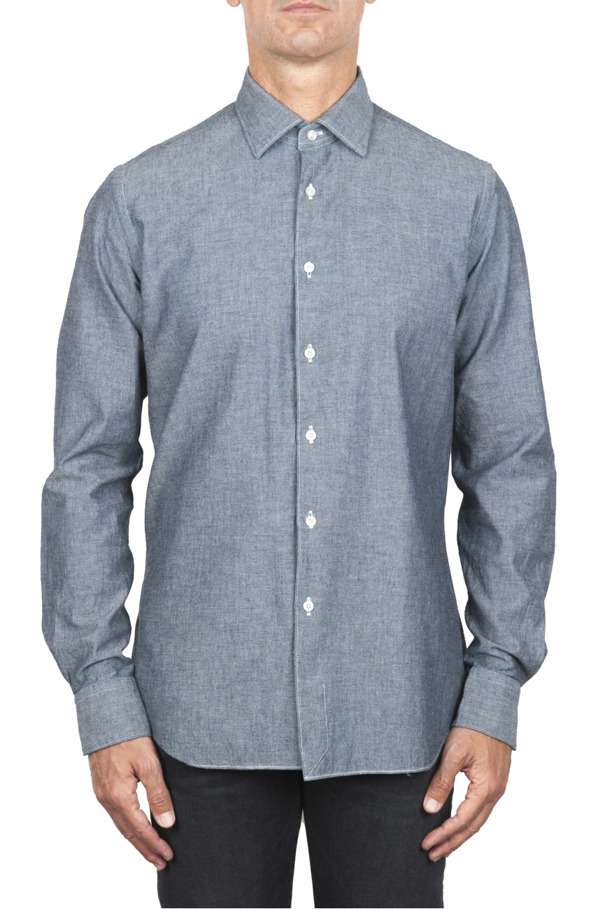 SBU 05793_AW Camisa vaquera clásica de algodón gris 01