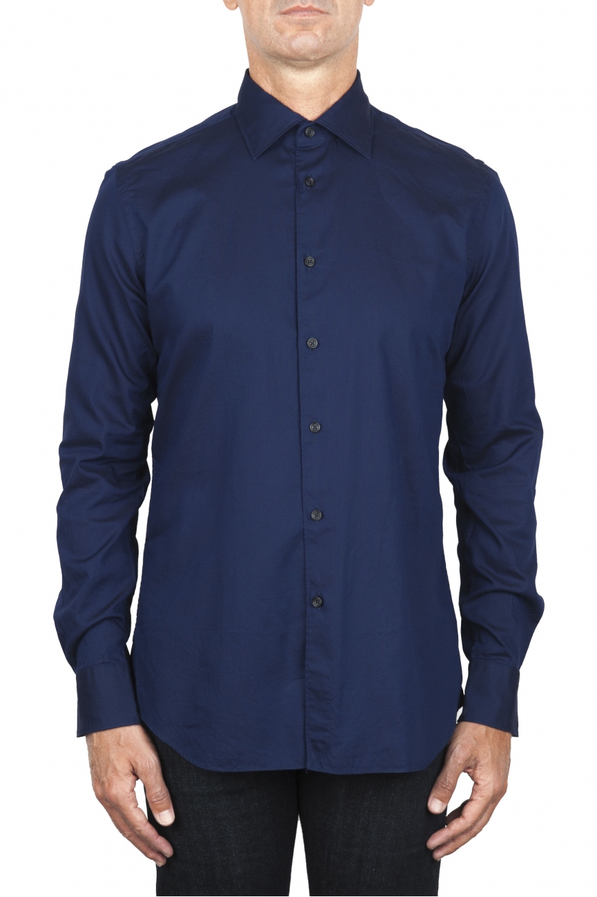 SBU 05794_AW Classic navy blue cotton oxford shirt 01