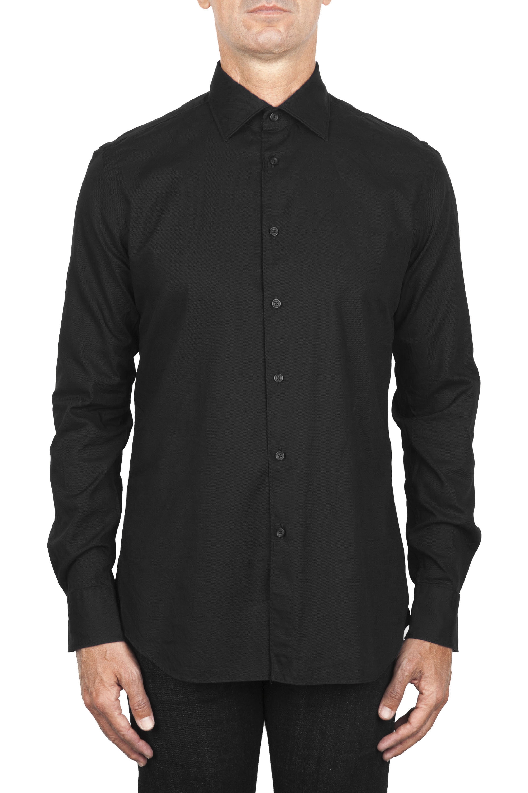 SBU 05796_AW Classic black cotton oxford shirt 01