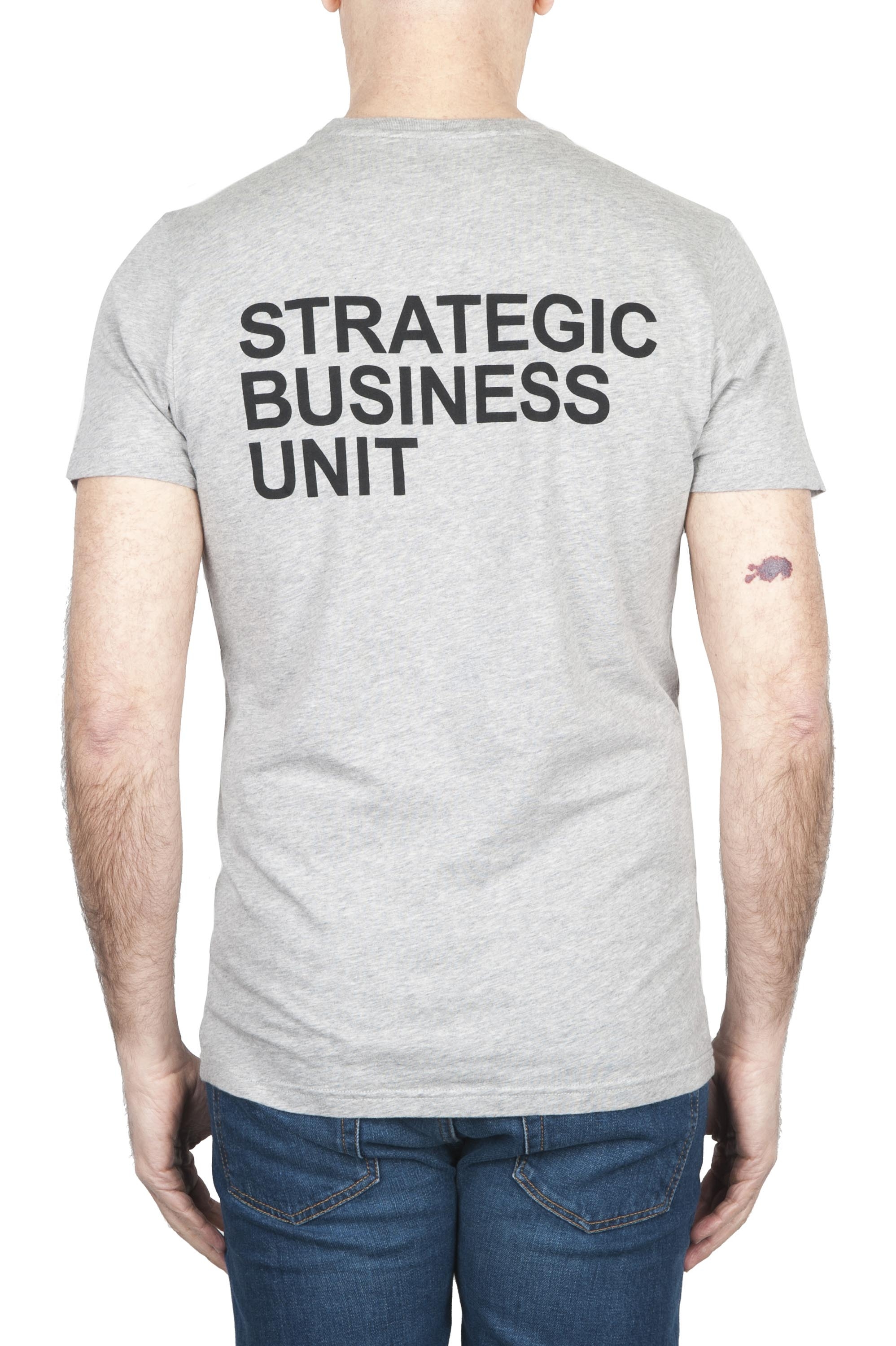 SBU 06082_SS T-shirt girocollo grigia melange stampata a mano 02