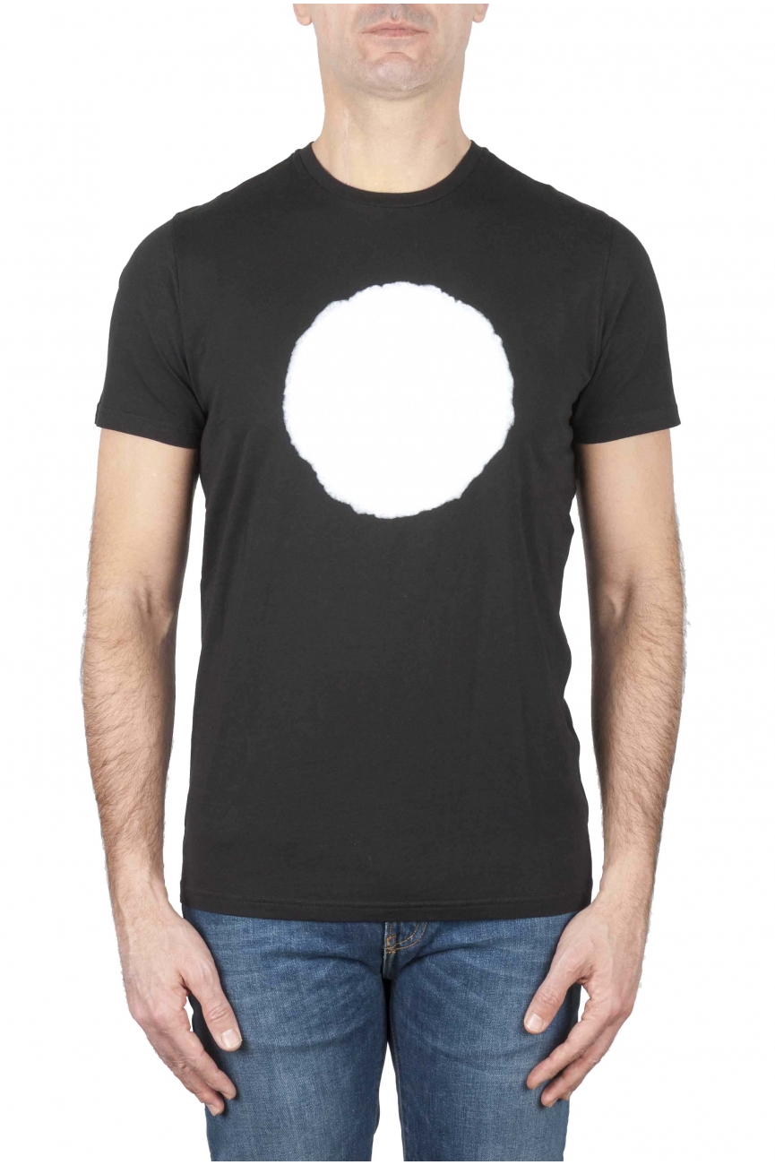 SBU 01166 T-shirt girocollo classica a maniche corte in cotone grafica stampata bianca e nera 01
