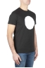 SBU 01166 Shirt classique blanche et noir col rond manches courtes en coton graphique imprimé 02