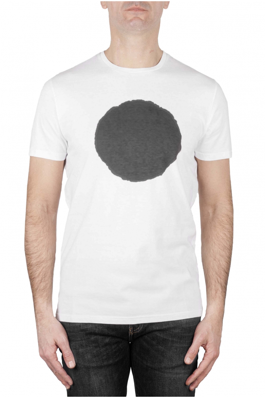 SBU 01168 Clásica camiseta de cuello redondo manga corta de algodón gris y blanca gráfica impresa 01