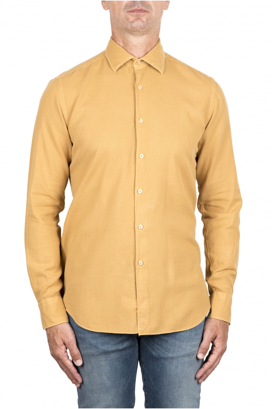 SBU 06139_SS Camicia in twill di cotone gialla 01