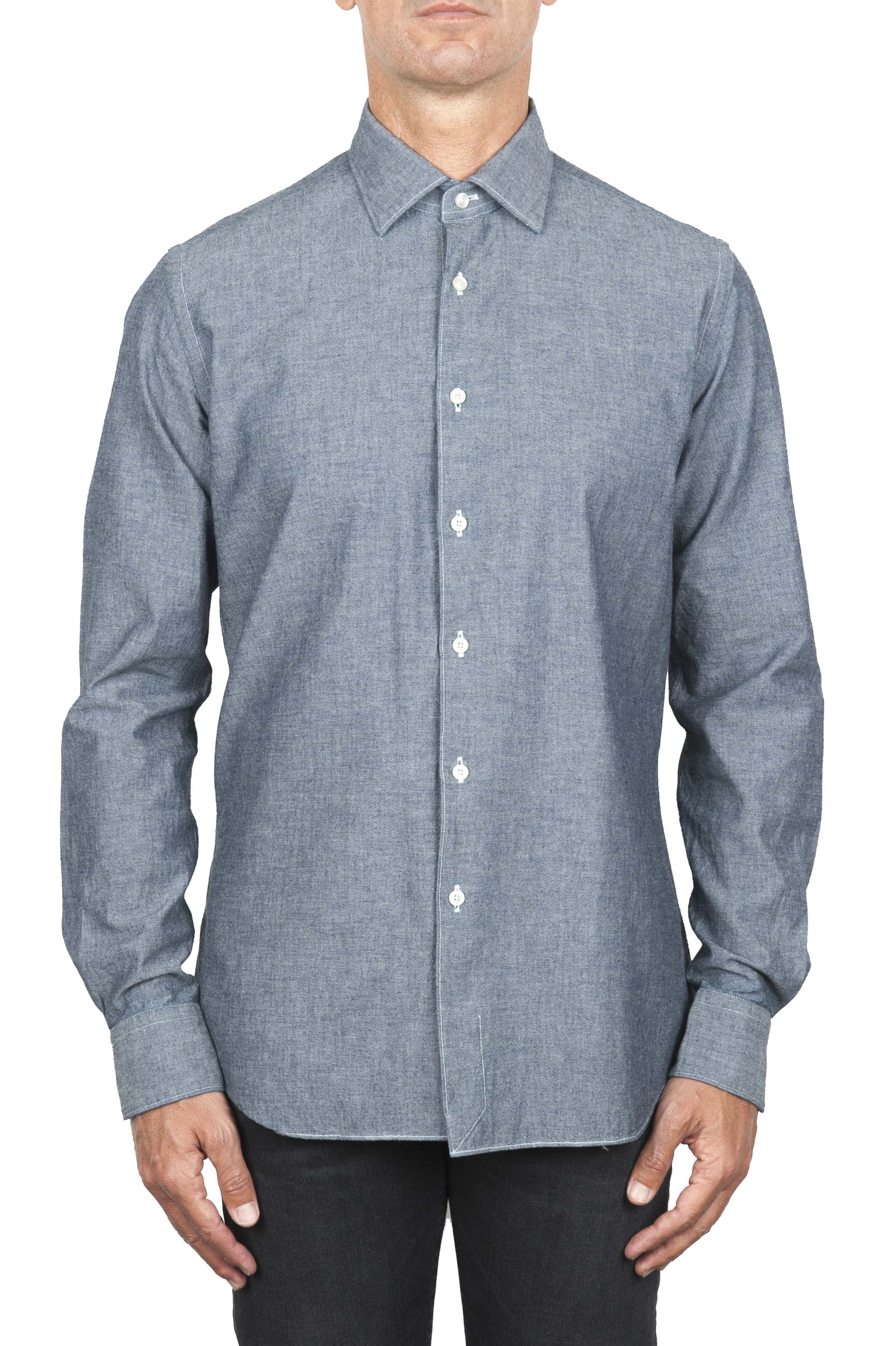 SBU 06149_SS Camicia classica in denim di cotone grigio 01