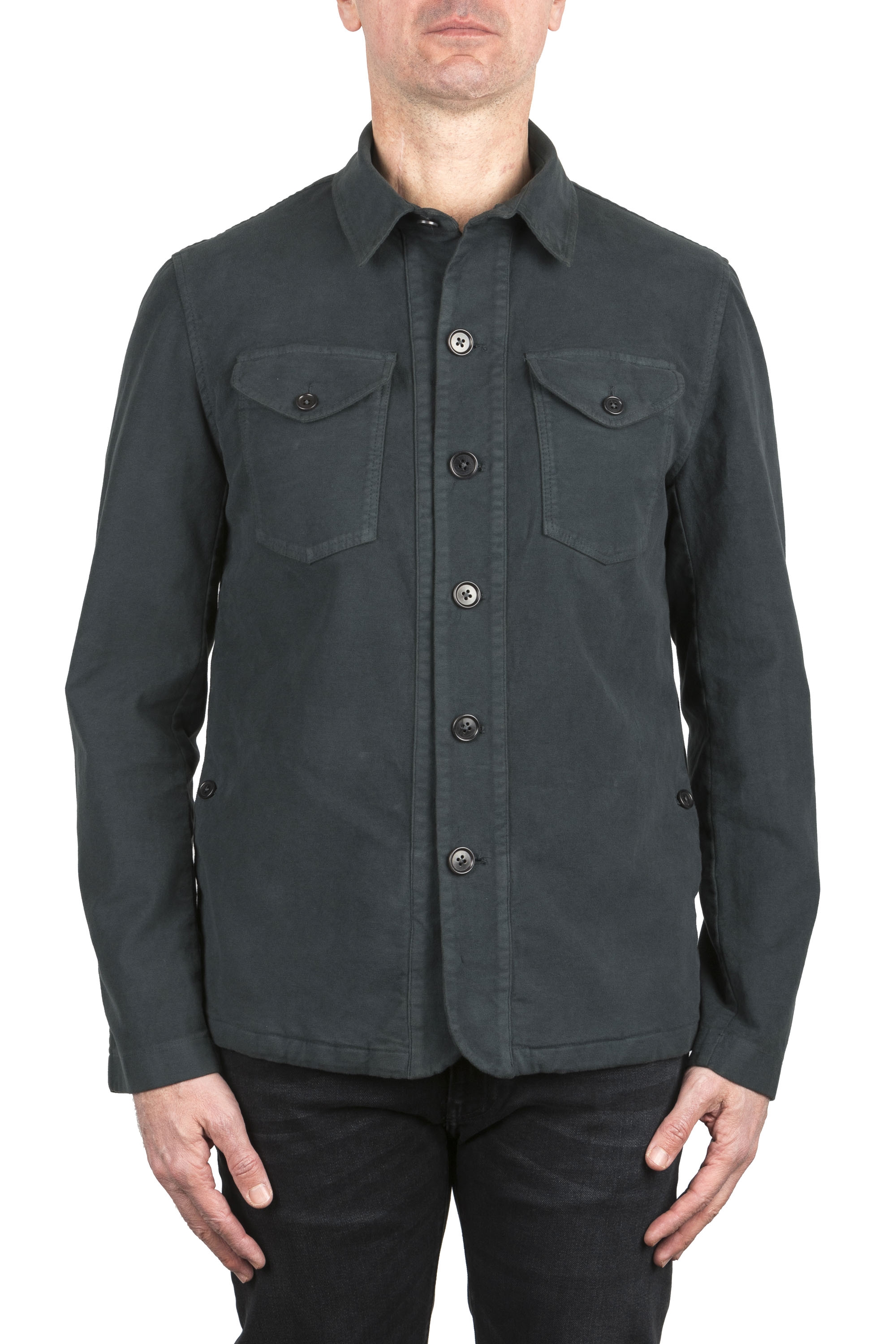 SBU 06185_SS Camicia in cotone grigia 01