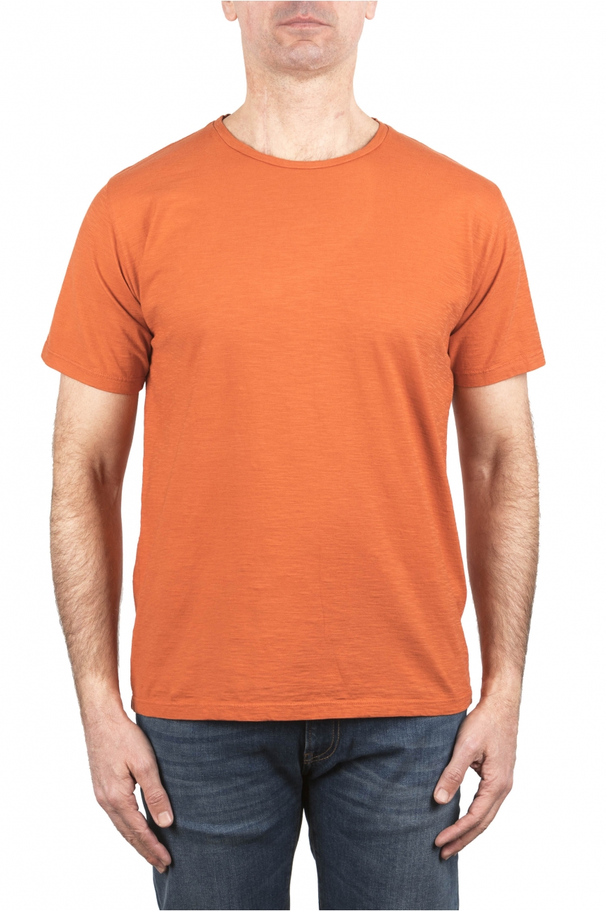 SBU 06253_SS T-shirt girocollo aperto in cotone fiammato arancione 01