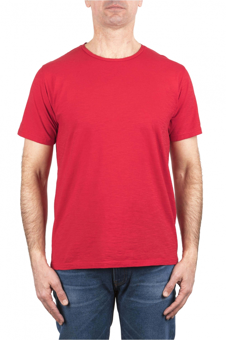 SBU 06266_SS T-shirt girocollo aperto in cotone fiammato rosso 01