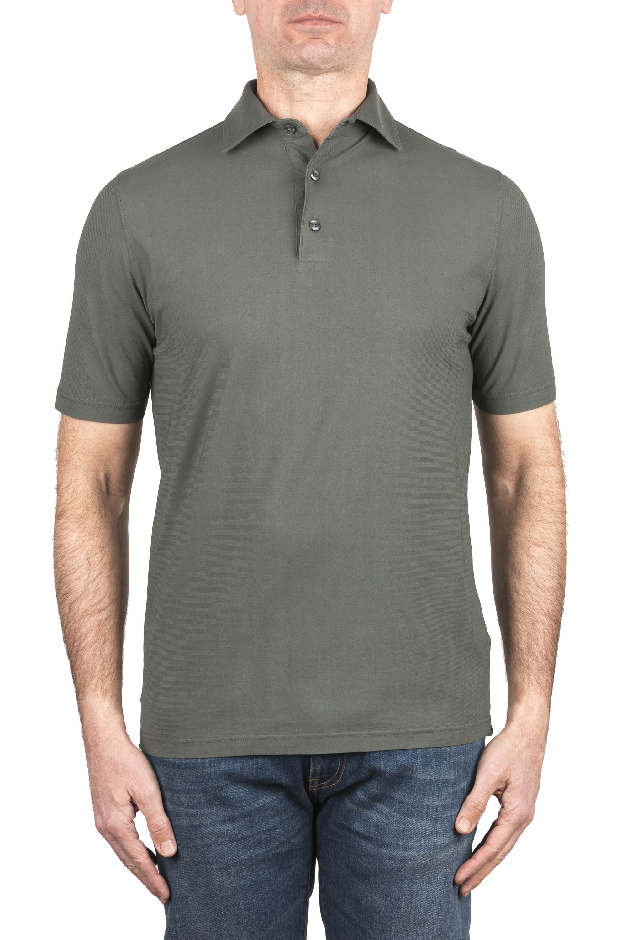 SBU 06316_SS Polo in cotone leggero a maniche corte verde 01