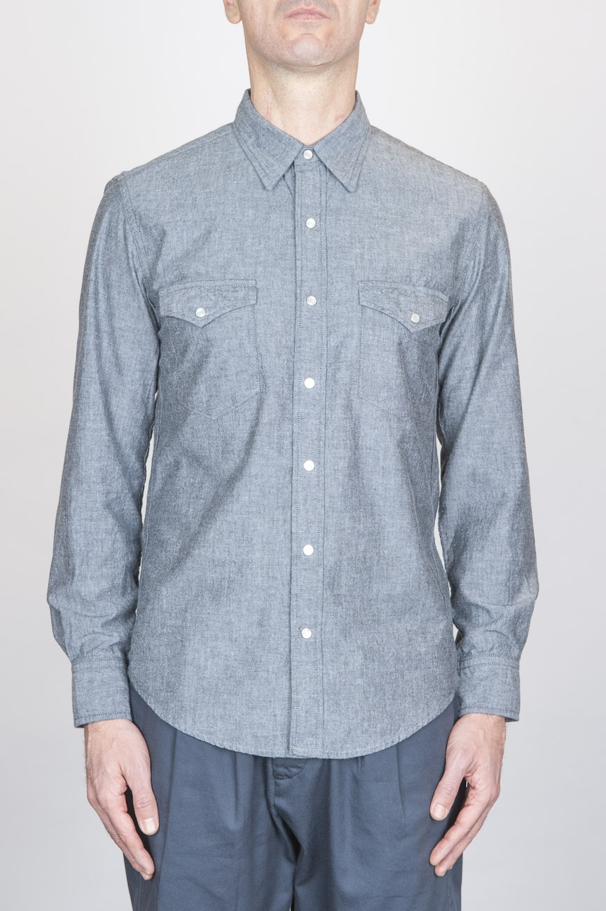 camisa de algodón gris