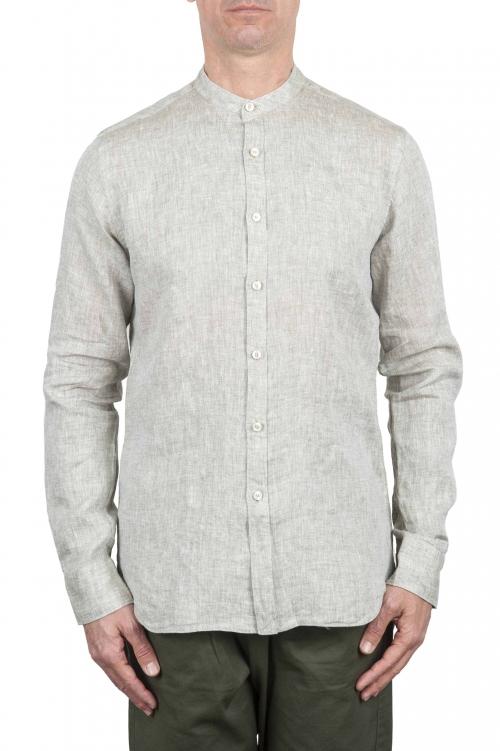 SBU 01275 Mandarin collar linen shirt 01