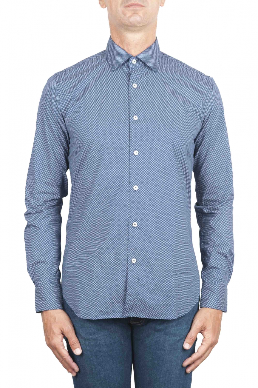 SBU 01303 Camisa de algodón estampado geométrico azul 01