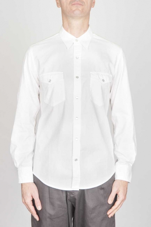 SBU - Strategic Business Unit - クラシックな白い綿のシャンブレーのロデオシャツ