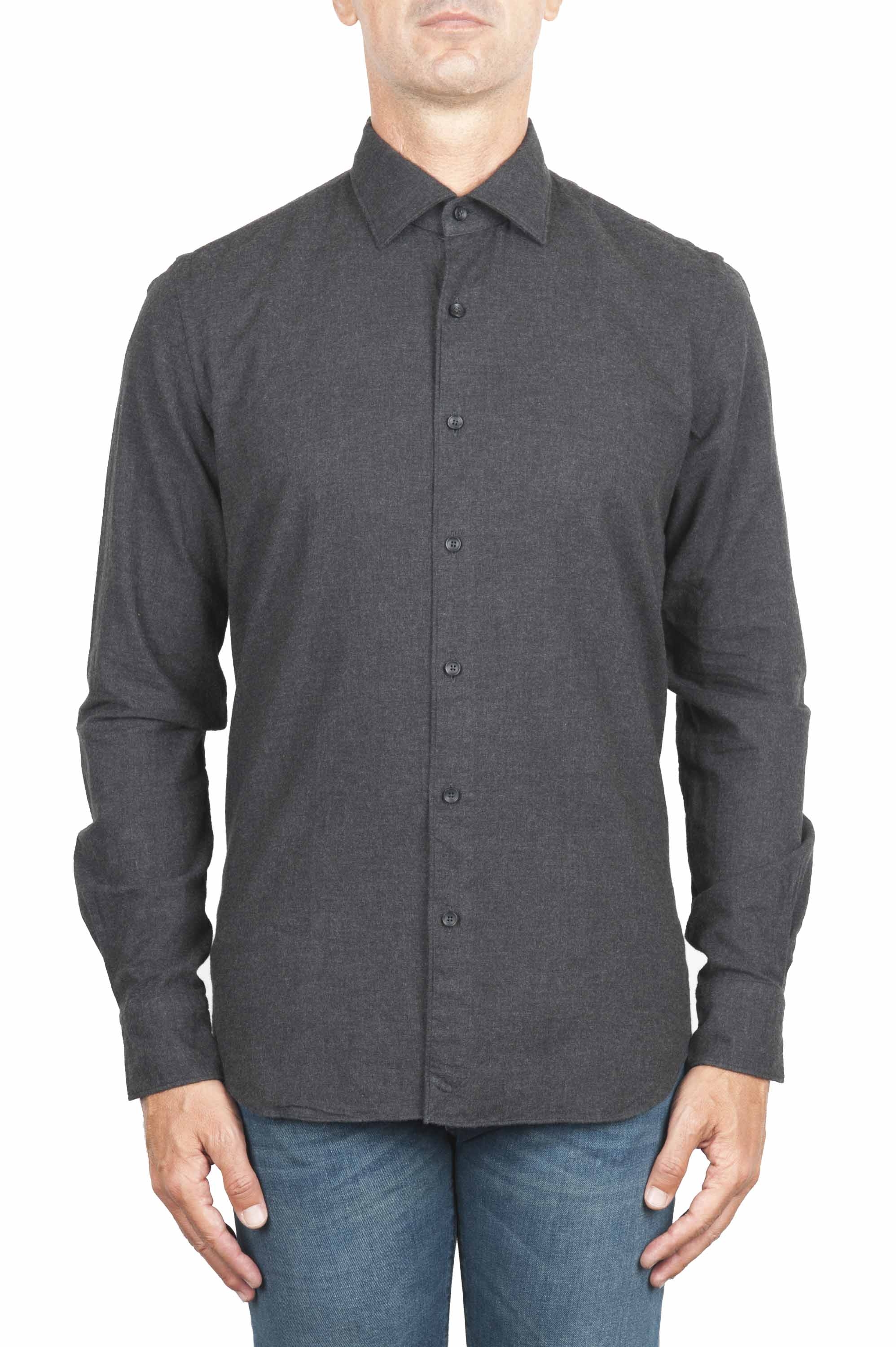 SBU 01311 Camisa de franela gris de algodón suave 01