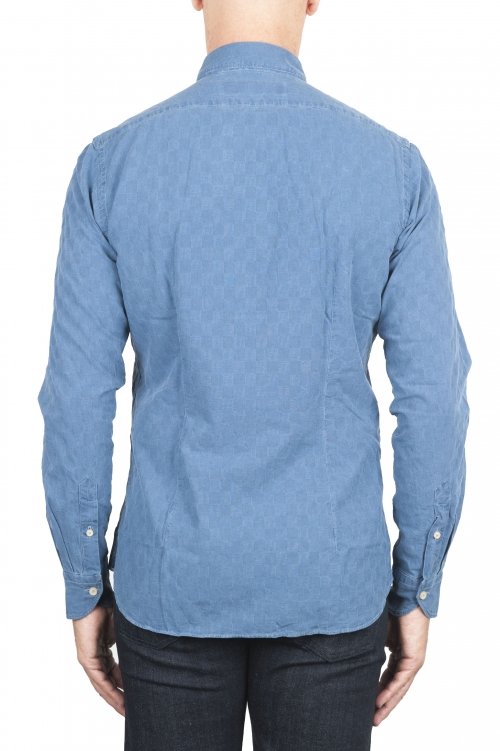 SBU 01312 Natural indigo dyed embossed cotton shirt 01