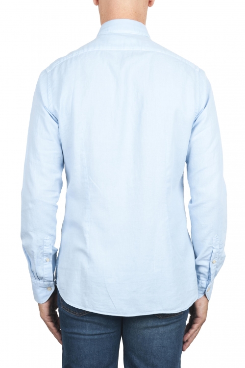 SBU 01314 Blue cotton twill shirt 01