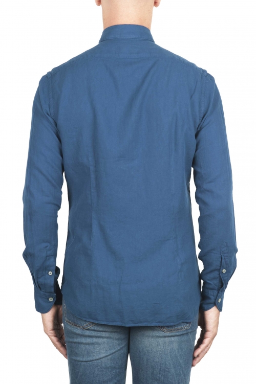 SBU 01315 Camicia in twill di cotone blu 01