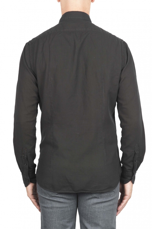 SBU 01318 ブラックコットンツイルシャツ 01