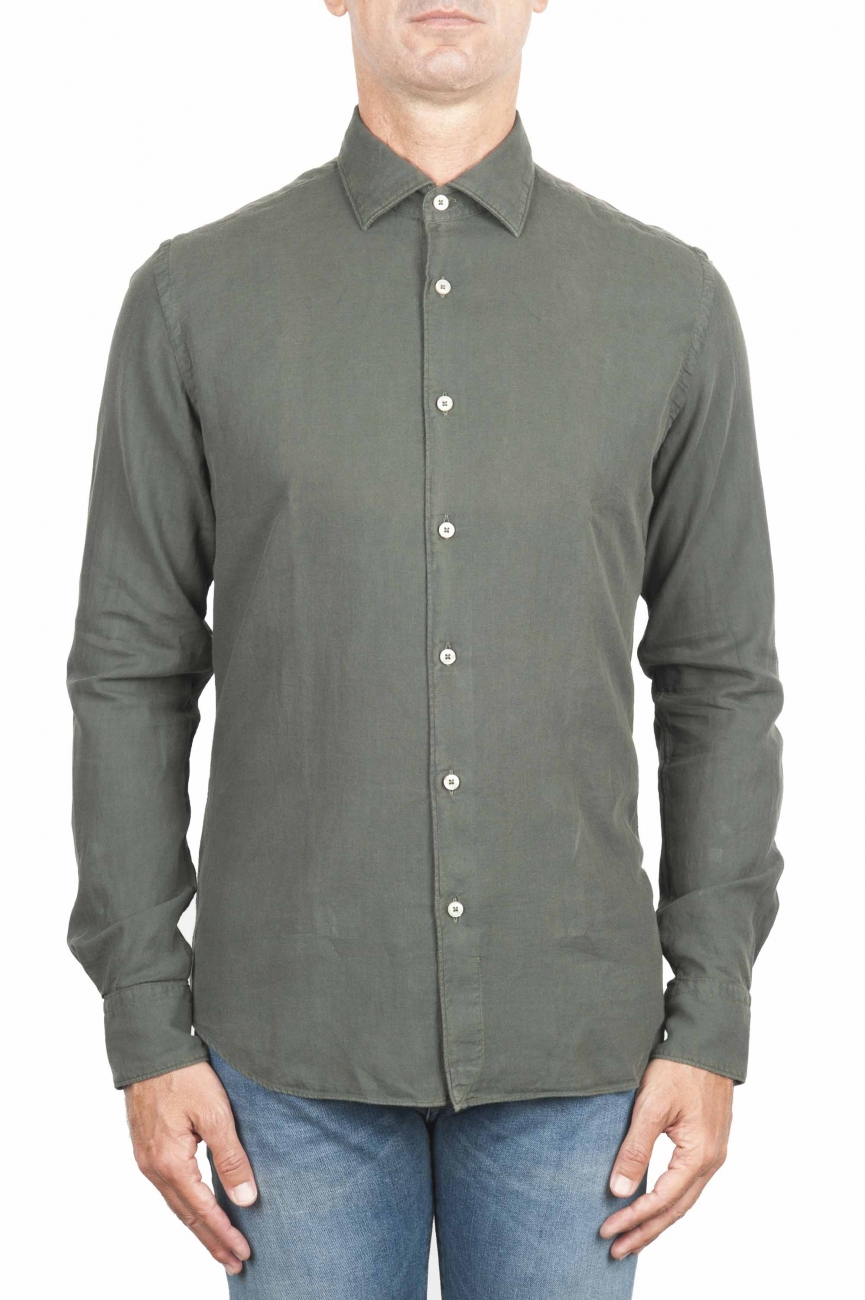 SBU 01319 Camisa de sarga de algodón verde 01