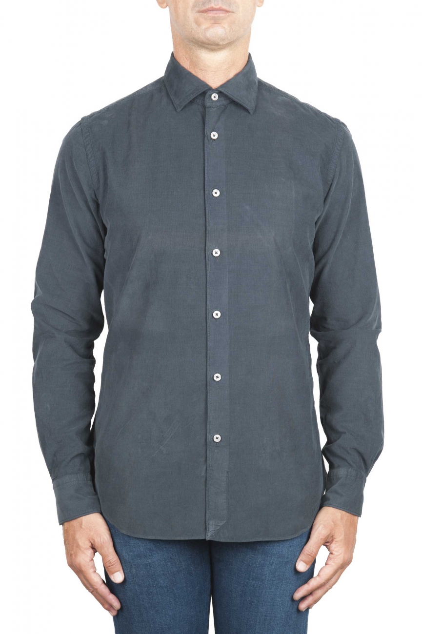 SBU 01320 Grey corduroy cotton shirt 01