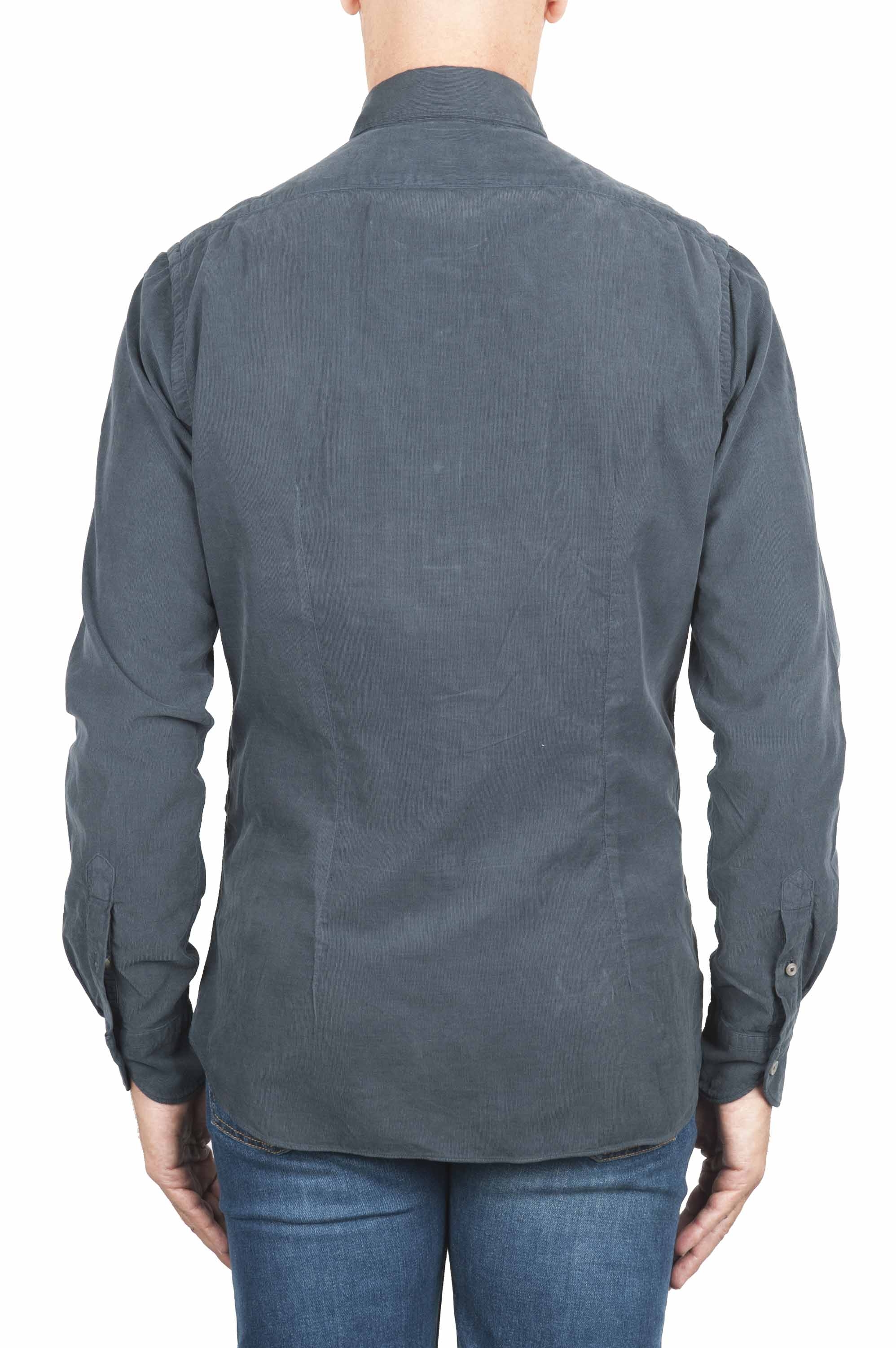 SBU 01320 Grey corduroy cotton shirt 04
