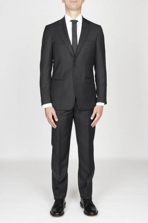 Men’S Dark Grey Cool Wool Formal Suit Partridge Eye Blazer And Trouser