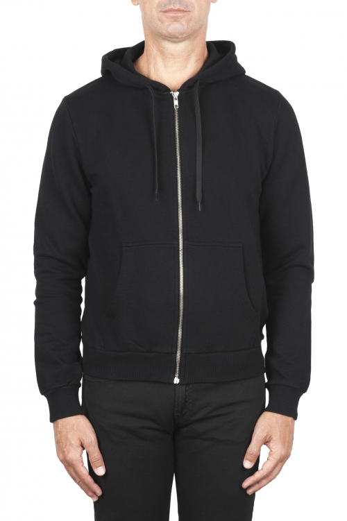 SBU 01465 Black cotton jersey hooded sweatshirt 04