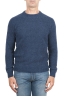 SBU 01468 Blue crew neck sweater in boucle merino wool extra fine 01
