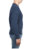 SBU 01468 Blue crew neck sweater in boucle merino wool extra fine 03