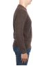 SBU 01469 Brown crew neck sweater in boucle merino wool extra fine 03