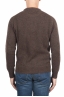 SBU 01469 Suéter marrón de cuello redondo en lana boucle merino extra fina 04
