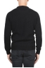 SBU 01471 Black crew neck sweater in boucle merino wool extra fine 04
