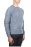 SBU 01475 Blue crew neck wool sweater faded effect 02