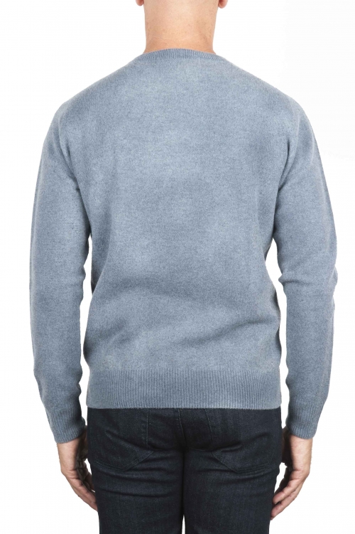 SBU 01475 Suéter de lana azul con cuello redondo, efecto descolorido 01