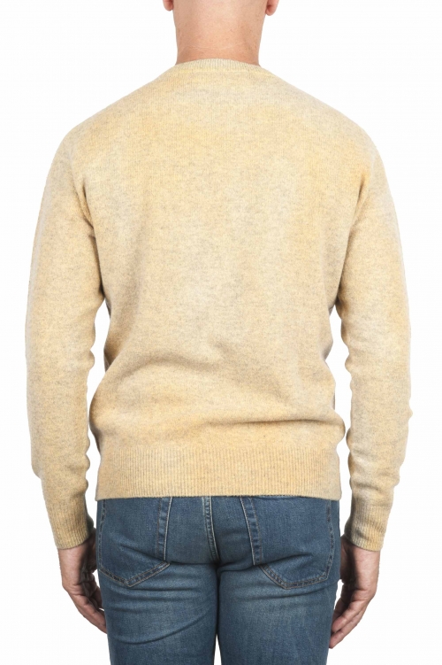 SBU 01476 Suéter de lana amarillo con cuello redondo, efecto descolorido 01