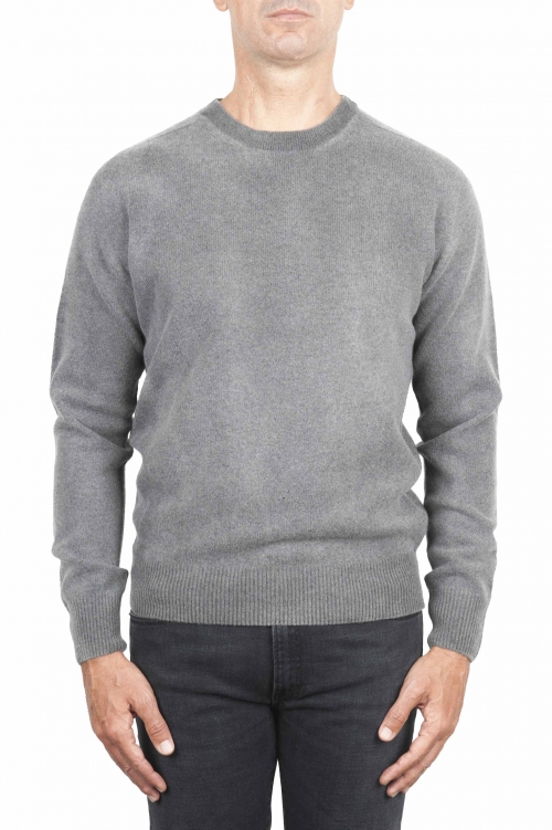 SBU 01480 Suéter de lana gris con cuello redondo, efecto descolorido 01