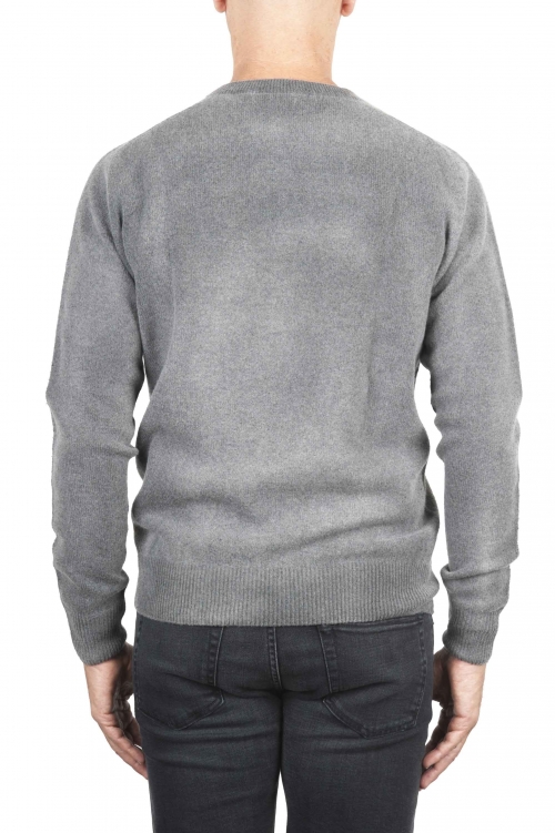 SBU 01480 Suéter de lana gris con cuello redondo, efecto descolorido 01
