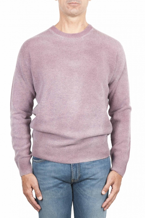 SBU 01481 Suéter de lana rosa con cuello redondo, efecto descolorido 01