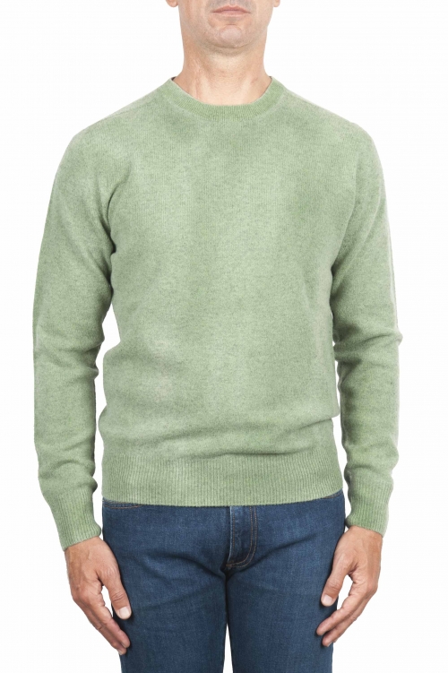 SBU 01482 Suéter de lana verde con cuello redondo, efecto descolorido 01