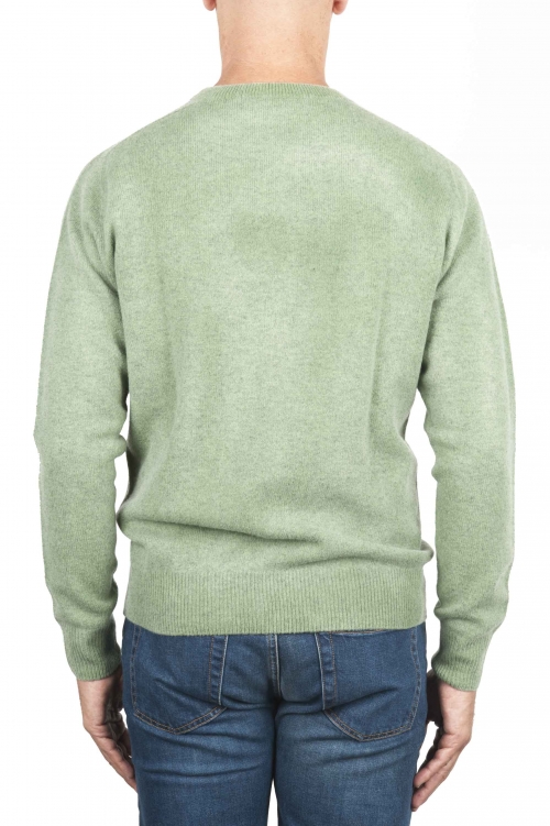 SBU 01482 グリーンのクルーネックウールのセーターが退色効果 01