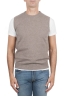 SBU 01483 Beige round neck merino wool and cashmere sweater vest 01