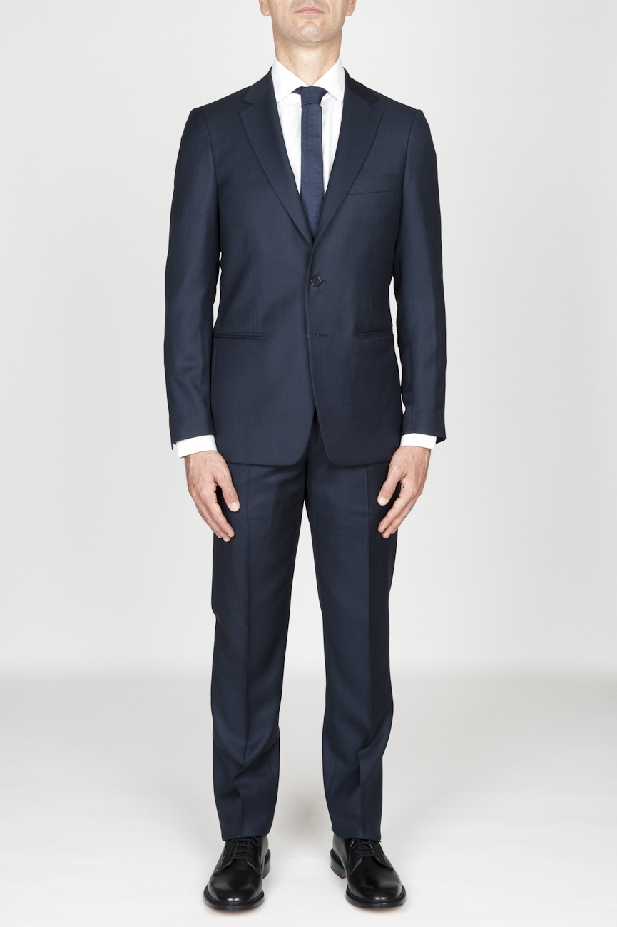 SBU - Strategic Business Unit - MenS Navy Blue Cool Wool Formal Suit Partridge Eye Blazer And Trouser