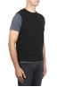 SBU 01487 Black round neck merino wool and cashmere sweater vest 02