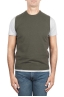SBU 01488 Green round neck merino wool and cashmere sweater vest 01