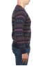 SBU 01489 Blue jacquard crew neck sweater in merino wool extra fine blend 03