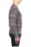 SBU 01490 Grey jacquard crew neck sweater in merino wool extra fine blend 03