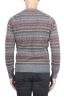 SBU 01490 Grey jacquard crew neck sweater in merino wool extra fine blend 04