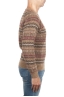 SBU 01491 Brown jacquard crew neck sweater in merino wool extra fine blend 03