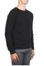 SBU 01496 Black round neck raw cut neckline and raglan sleeve sweater 02